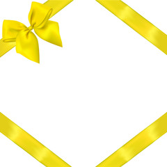 vector yellow realistic bow with ribbons