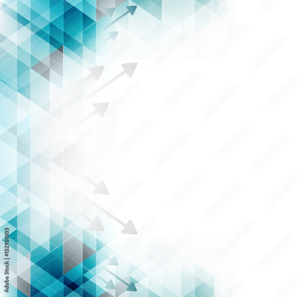 Poster abstract vector mosaic background with arrows and geometric triangles shape.