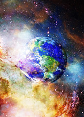 Planet Earth in cosmic space Cosmic Space background.
