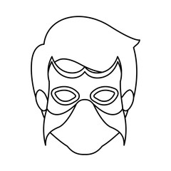 monochrome contour faceless of man superhero with mask vector illustration