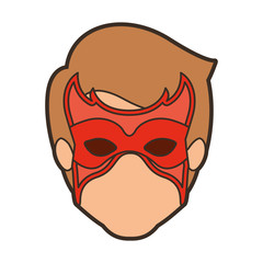 colorful silhouette with faceless guy superhero with mask and thick contour vector illustration