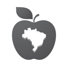 Isolated apple fruit with  a map of Brazil
