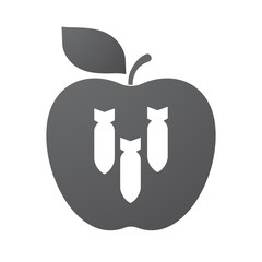 Isolated apple fruit with three bombs falling