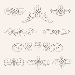 Vector set of calligraphic design elements and page decorations - 152953582