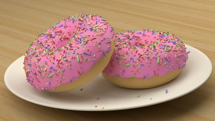 Pink strawberry donut with sprinkles