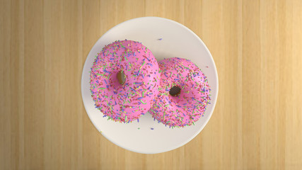 Pink strawberry donut with sprinkles