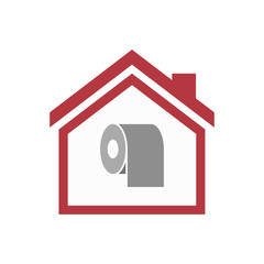 Isolated house with a toilet paper roll