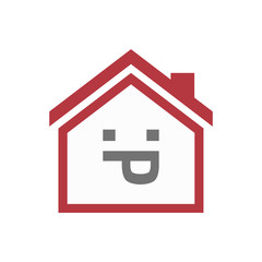 Isolated house with a sticking out tongue text face