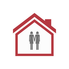 Isolated house with a lesbian couple pictogram