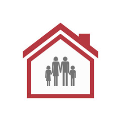 Isolated house with a conventional family pictogram