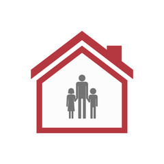 Isolated house with a male single parent family pictogram