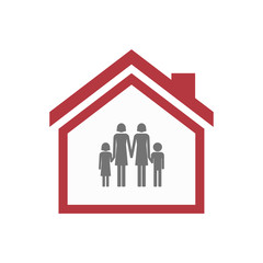 Isolated house with a lesbian parents family pictogram