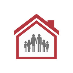 Isolated house with a large family  pictogram
