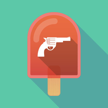 Long shadow ice cream with a gun