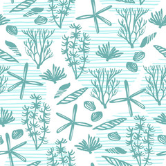 Trendy sea seamless pattern with hand texture.