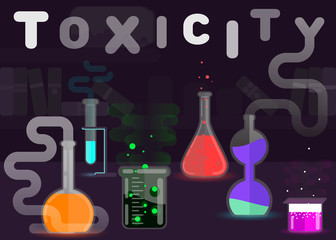 Toxicity sign, toxic chemicals flat style vector illustration