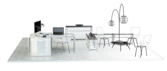 3D rendering office plan