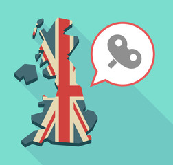 Long shadow UK map with a toy crank