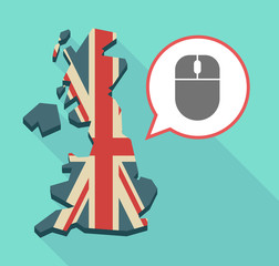 Long shadow UK map with a wireless mouse