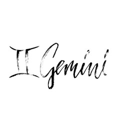 Gemini sign of Sagittarius. Astrology vector illustration. Sketch isolated on white background. Handwritten lettering design.