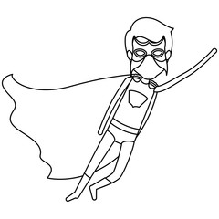 monochrome silhouette faceless of superhero male flying in diagonal direction vector illustration