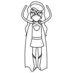 monochrome silhouette faceless of superhero woman flying with the arms up vector illustration