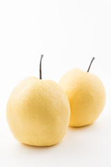 Chinese pear,Ripe Nashi pear,Golden Pear,pear fruit on white background