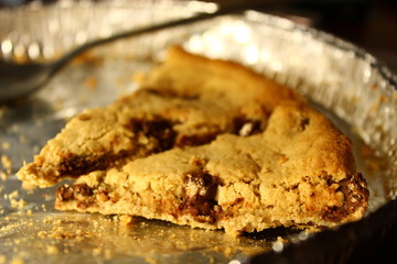 A big cookie with chocolate