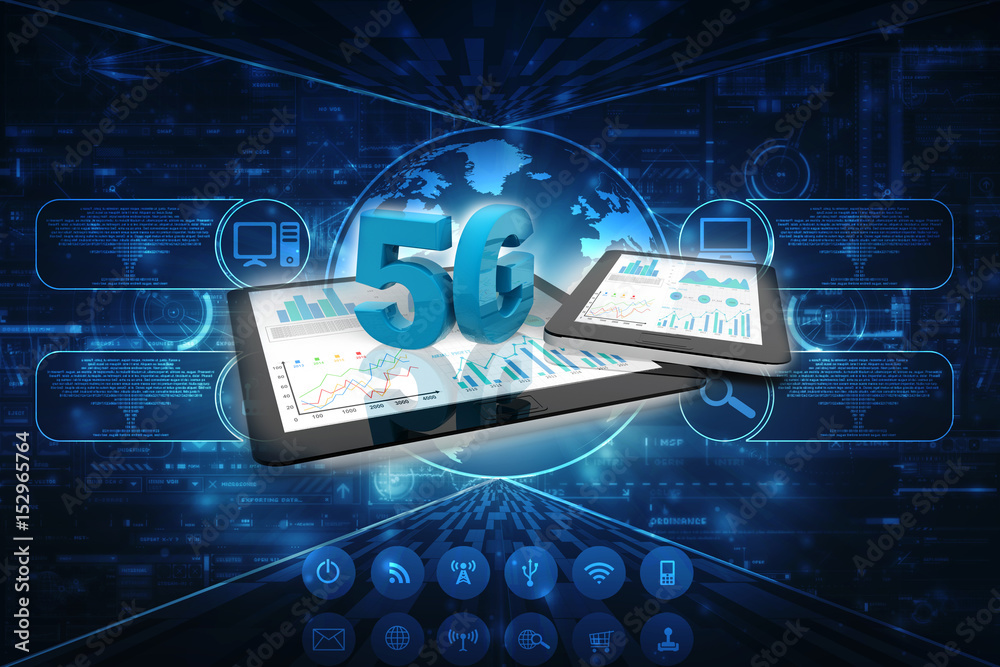 Poster 3d rendering 5g network 5g connection with data