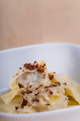 Ravioli with stuffing and crumble