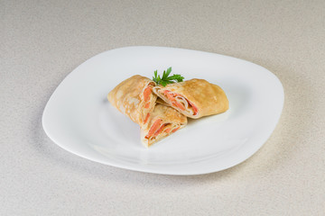 Pancakes with salmon