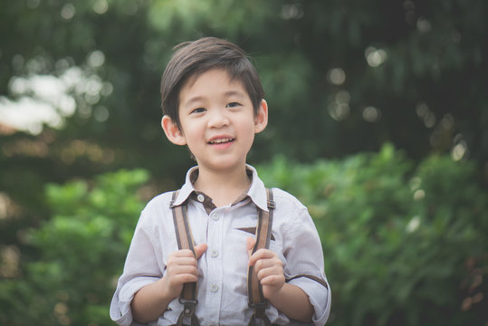 happy asian child outdoor