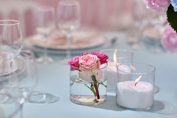 Beautiful, elegant decorations for celebrating a family event. Decorations, rest, beauty, wedding.