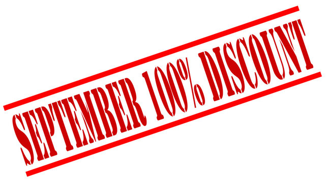 SEPTEMBER 100 PERCENT DISCOUNT red stamp