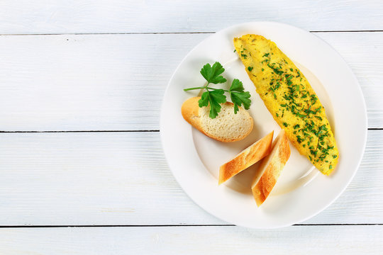 delicious basic French omelette with greens