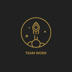 Teamwork outline logo. Minimalistic vector illustration