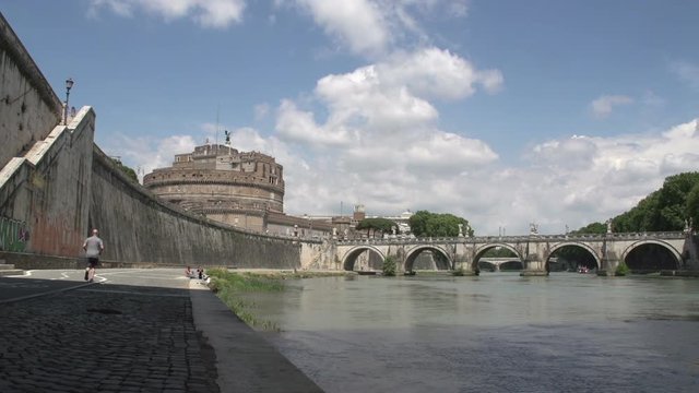 Castel and bridge Sant Angelo at the Tiber 