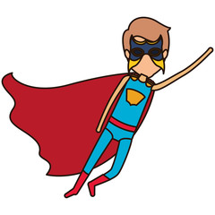 colorful silhouette with faceless superhero male flying in diagonal direction with closed eyes vector illustration