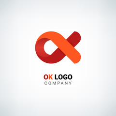 Red ribbon. Ok logo. Vector illustration