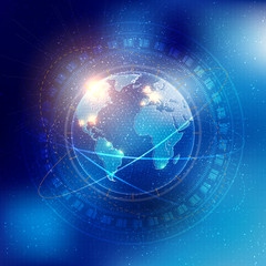 Technology elements with Earth and stars