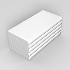 Chocolate White Paper Box Packaging Stick Sachet Mock up for print design. 3D illustration.