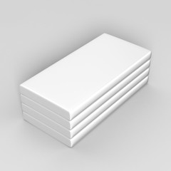 Chocolate White Paper Box Packaging Stick Sachet Mock up for print design. 3D illustration.