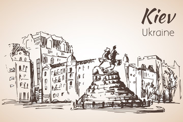 Fototapeta premium Monument of Bogdan Khmelnickiy.