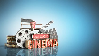 cinema had light concept nave lets watch cinema 3d render on blue