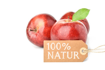 Rote Äpfel mit leerem Etikett - 100% Natur