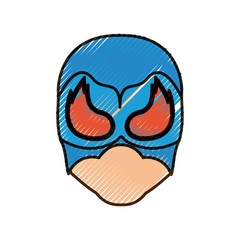 colored pencil silhouette of faceless man superhero masked with flame around the eyes and thick contour vector illustration