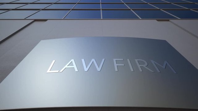 Abstract Law Firm Signage Board. Modern Office Building. 4K Clip