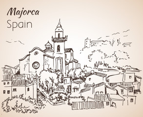 Majorca island sketch. Sketch.