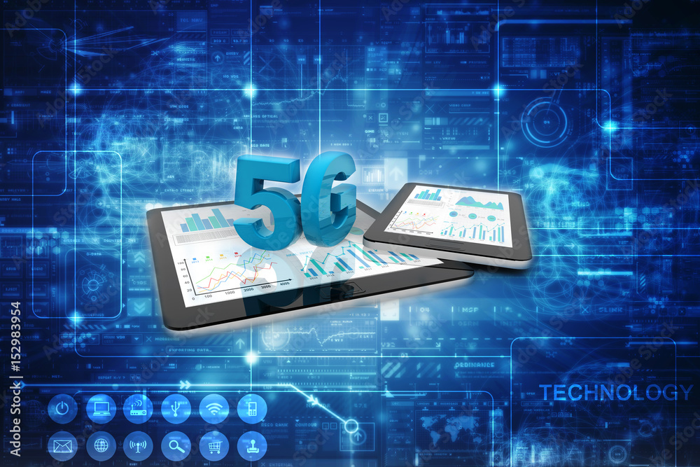 Poster 3d rendering 5g network 5g connection with data