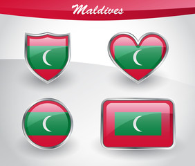 Glossy Maldives flag icon set